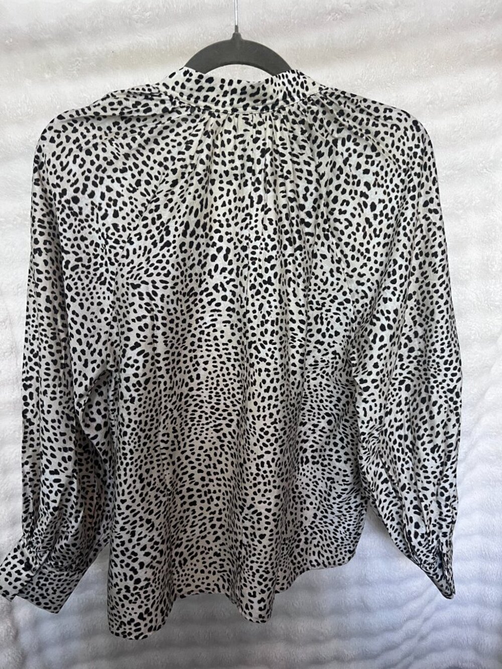 H&M Black & White Leopard Print Balloon Sleeve Blouse - Picture 3 of 4